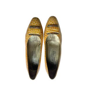 Bruno Magli Yellow Croc-Embossed shoes heels leather vintage